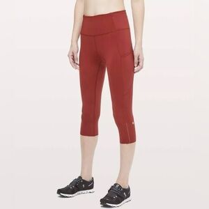 Lululemon Women Fast Free HR Crop Tights 19” LW6BCUS DKRD Red Size 12